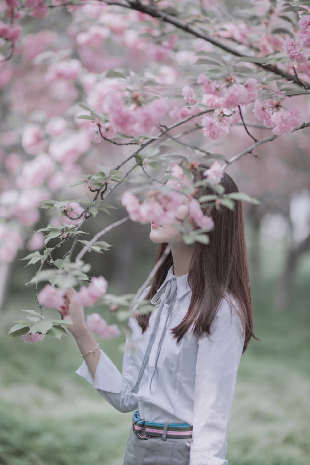 日本美女樱花妹短裙唯美户外艺术写真图片