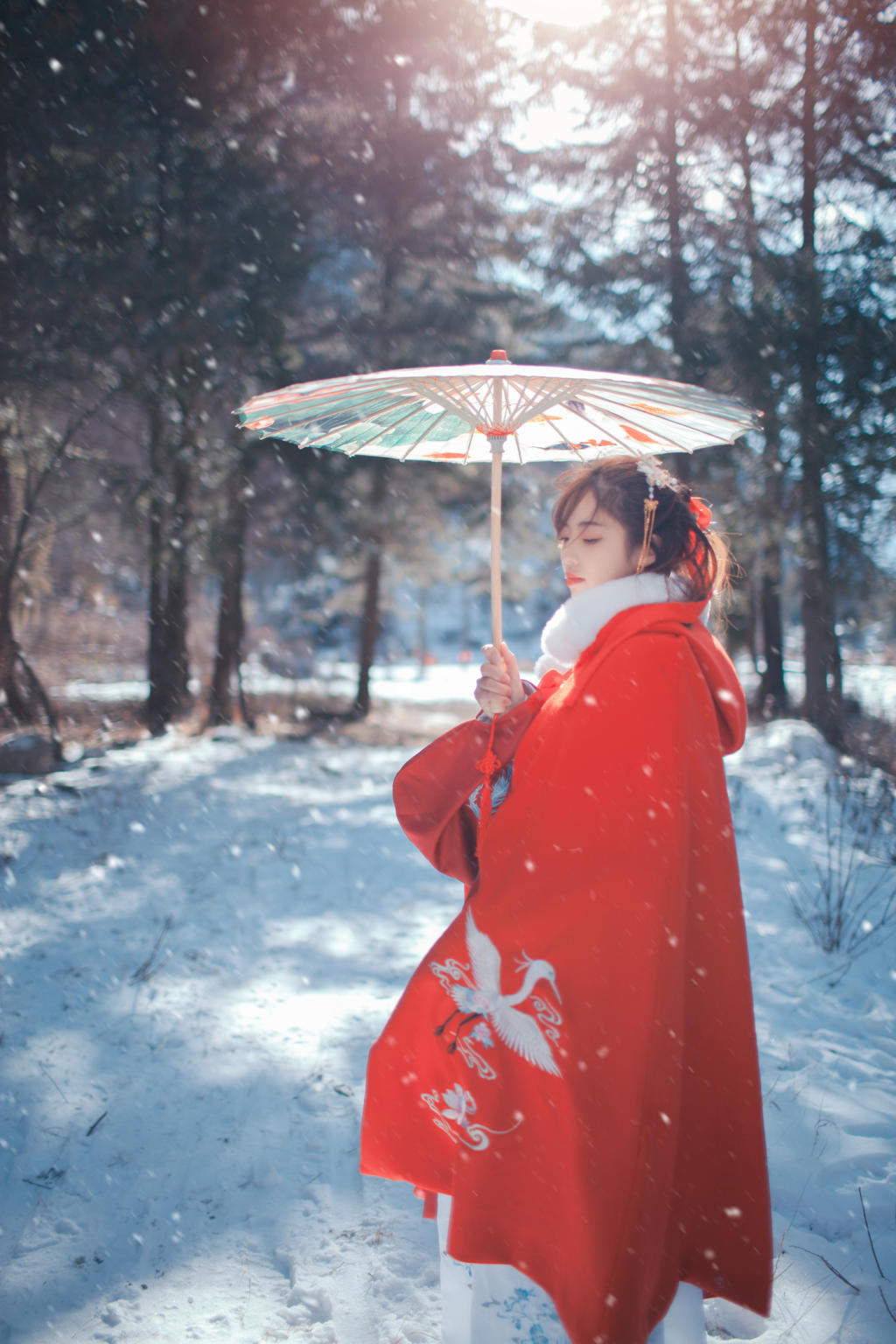 森系美女冬日户外雪地最大胆的中国艺木图片