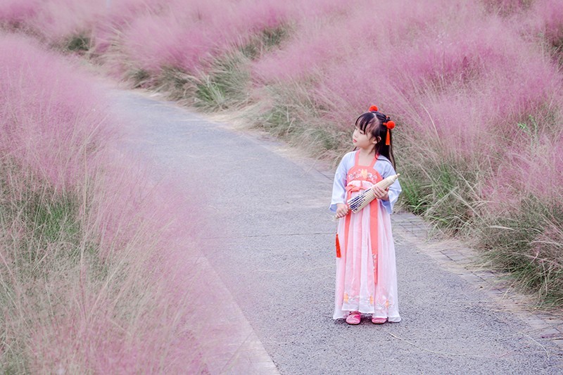 古装汉服小美女花海浪美女脱内衣露出了奶头福利图片