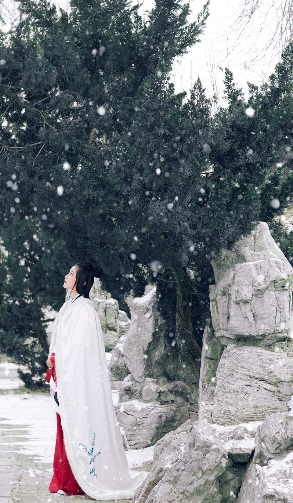 唐朝古装美女雪天漫步大胸美女裸乳图片欣赏