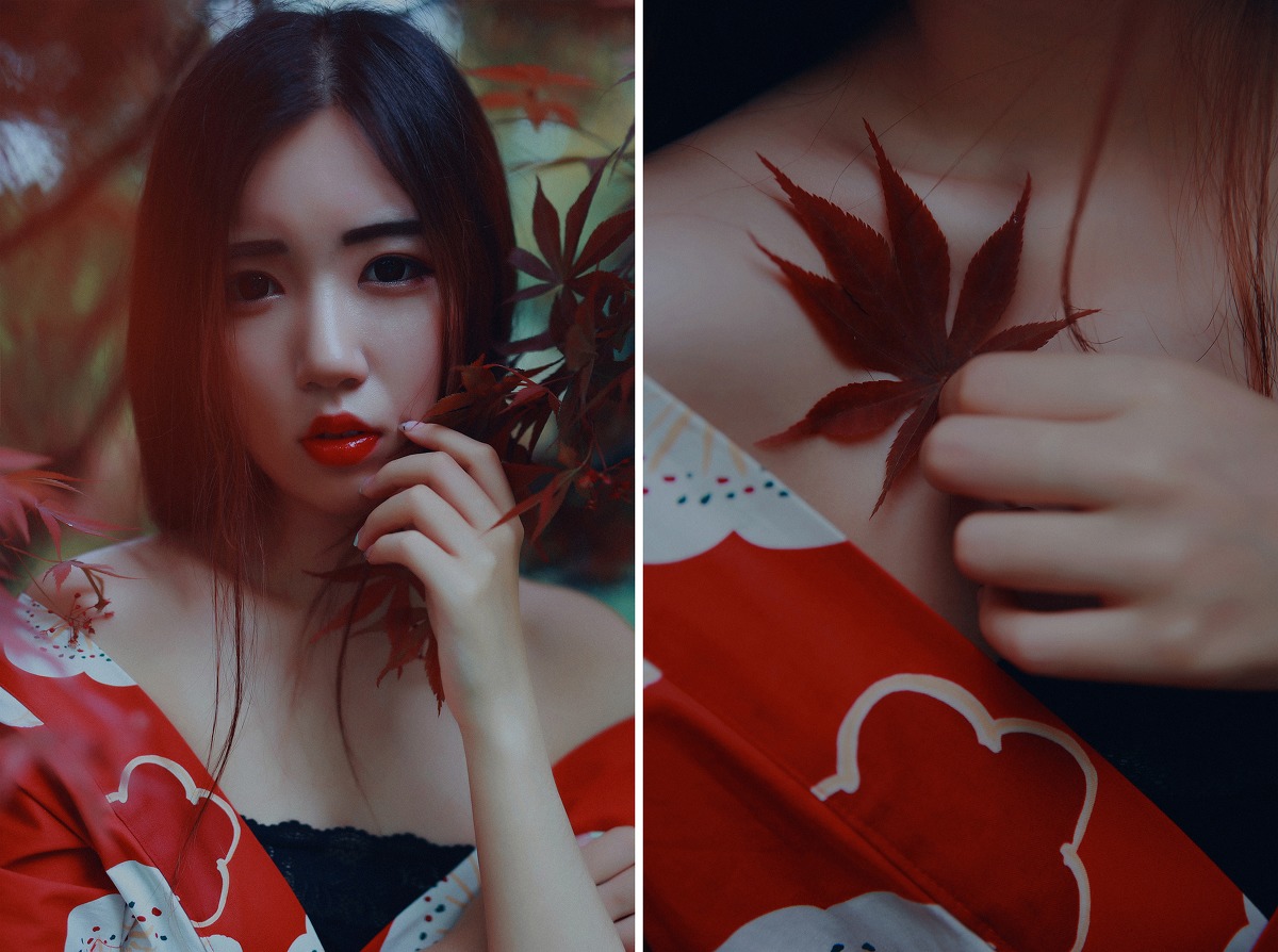 露美肩的古装和服美女粉嫩鲍鱼寂寞空虚私房写真图片