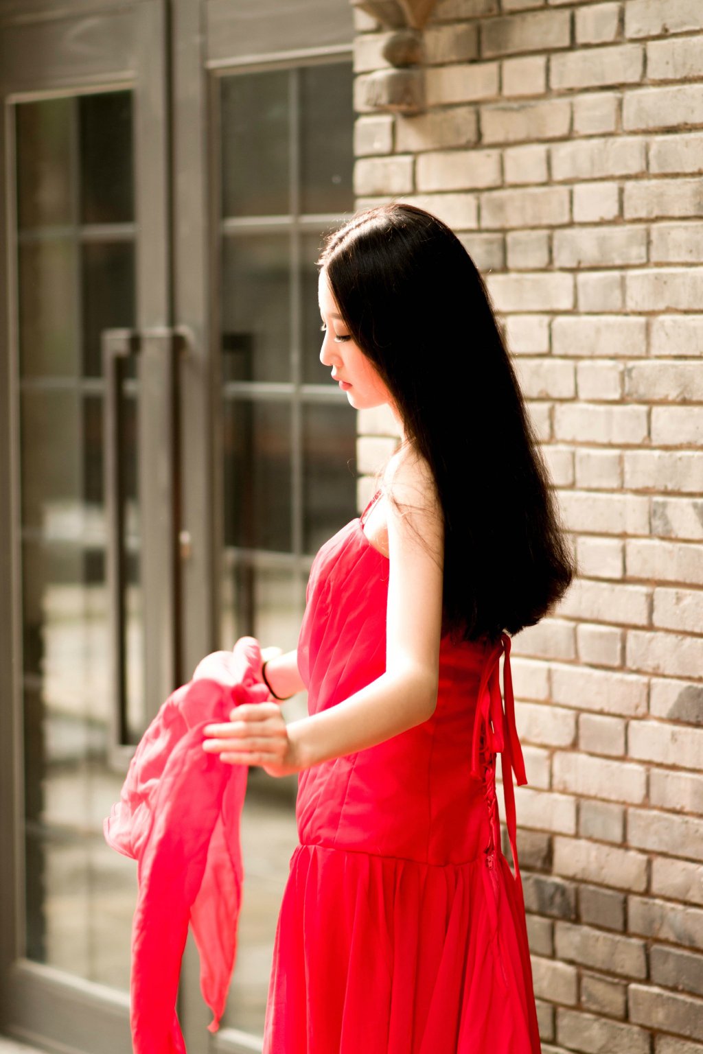抹胸红衣长裙民国风格488大胆中国