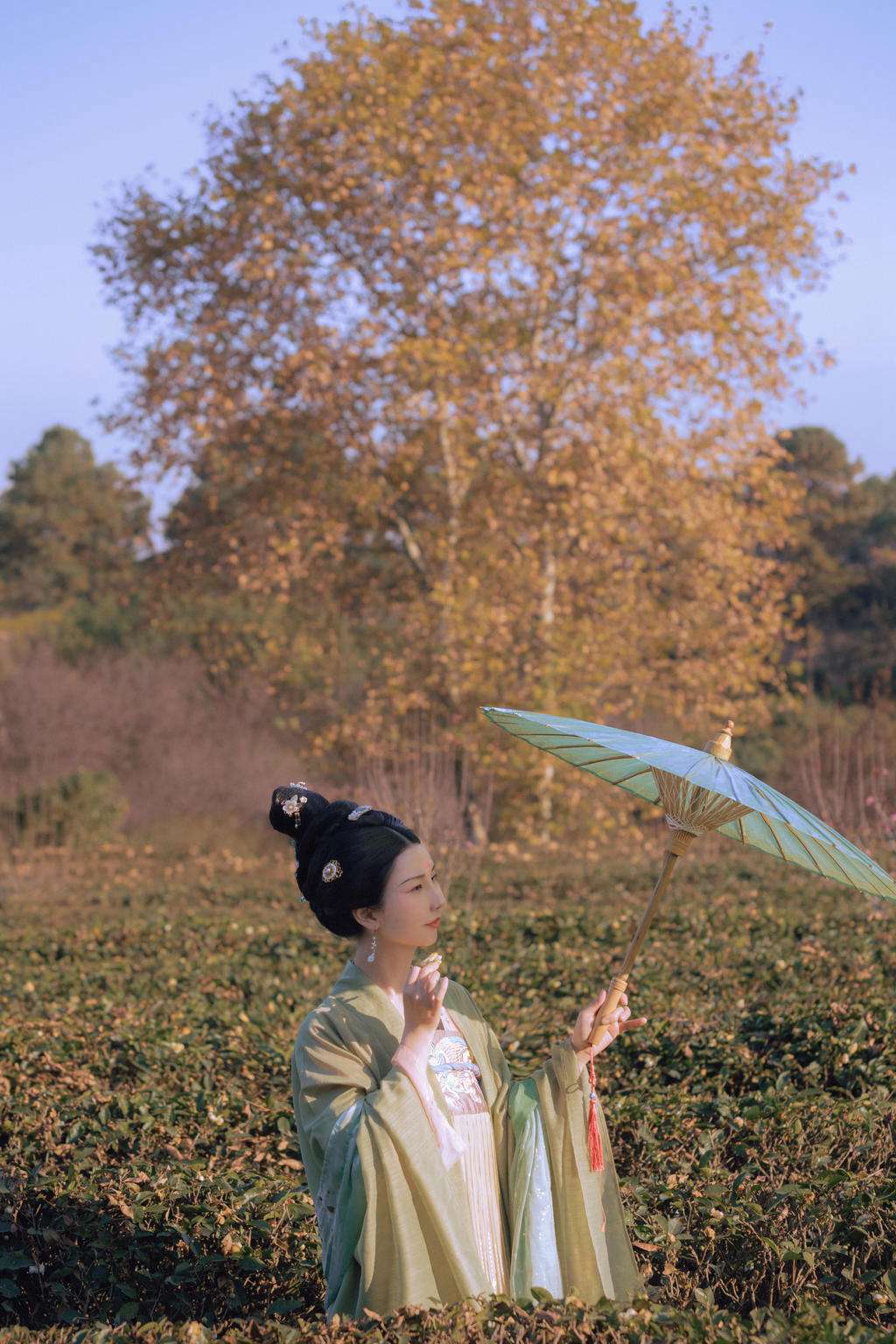 撑着油纸伞的汉服美女晚上求我桶她的下部图片