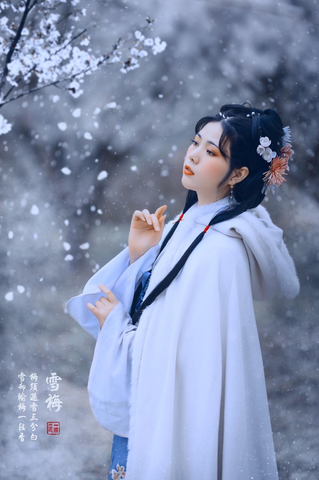 白衣古装美女漫天白雪美女露%100的奶头无挡写真