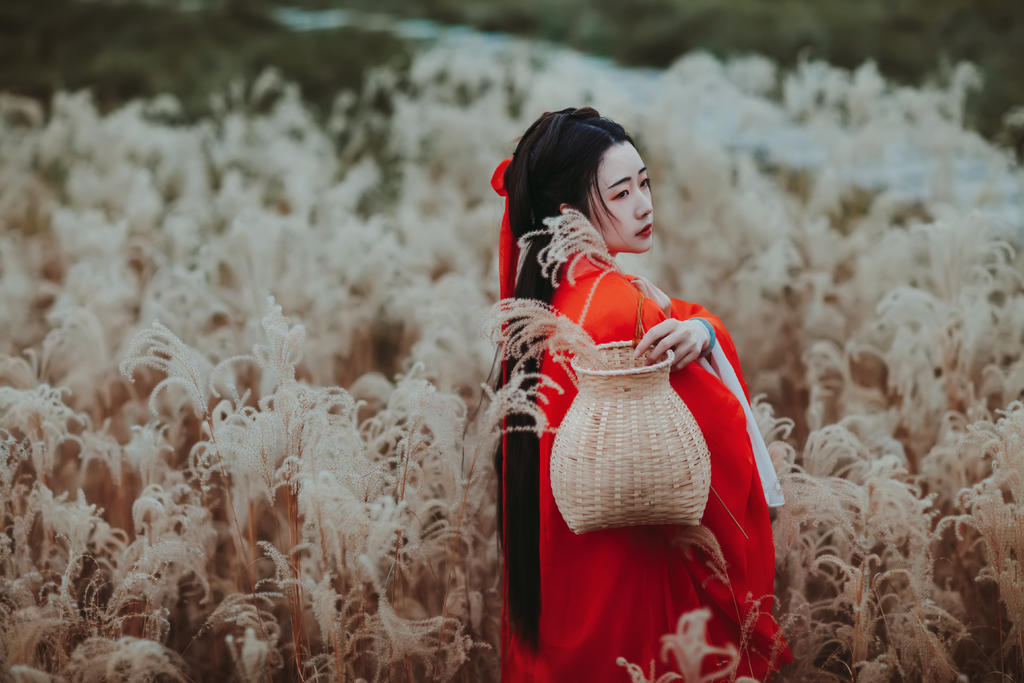 芦苇中的红衣美女美艳丝袜美腿一区二区三区