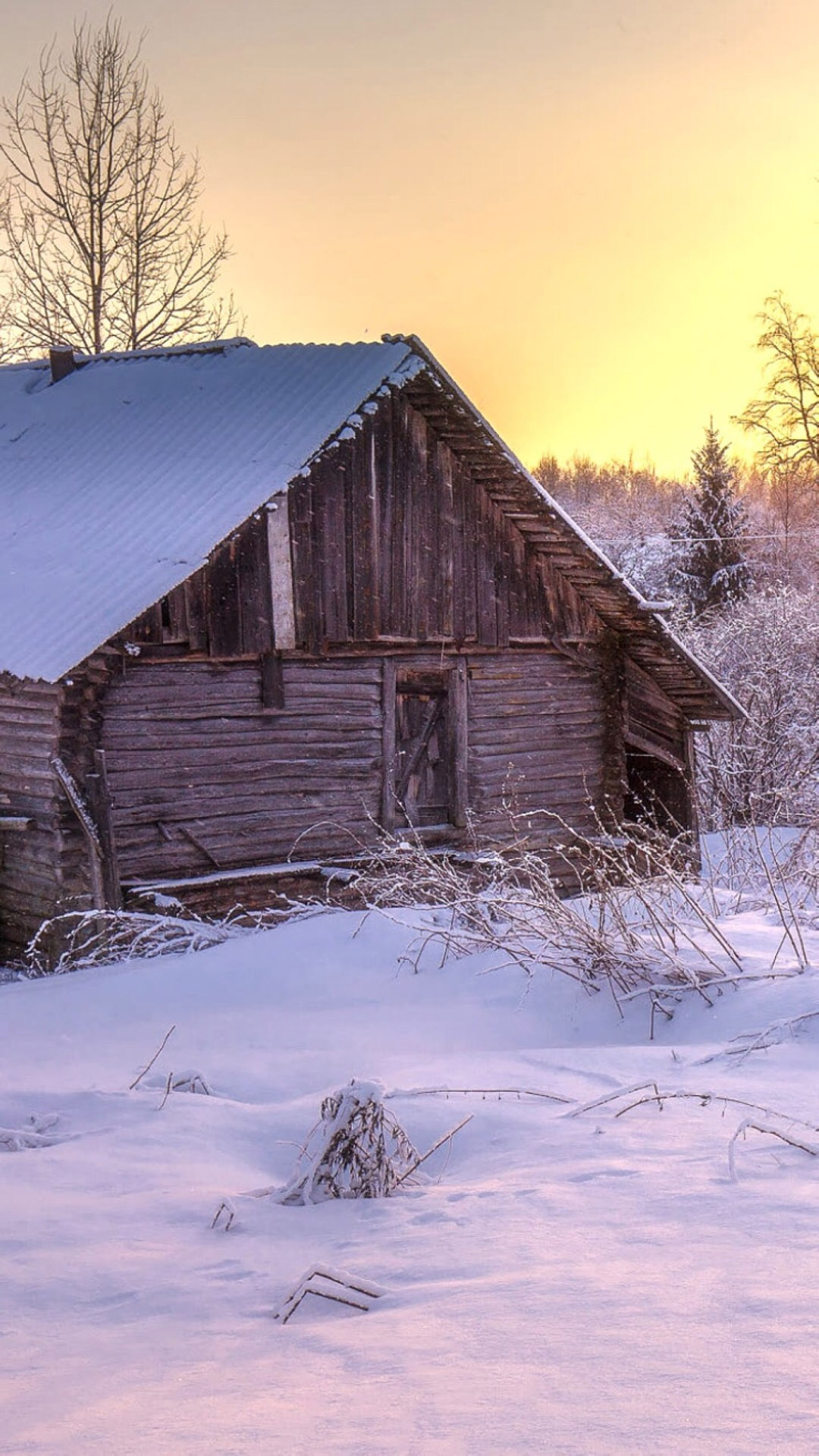冬日唯美白色雪景高清图片手机壁纸