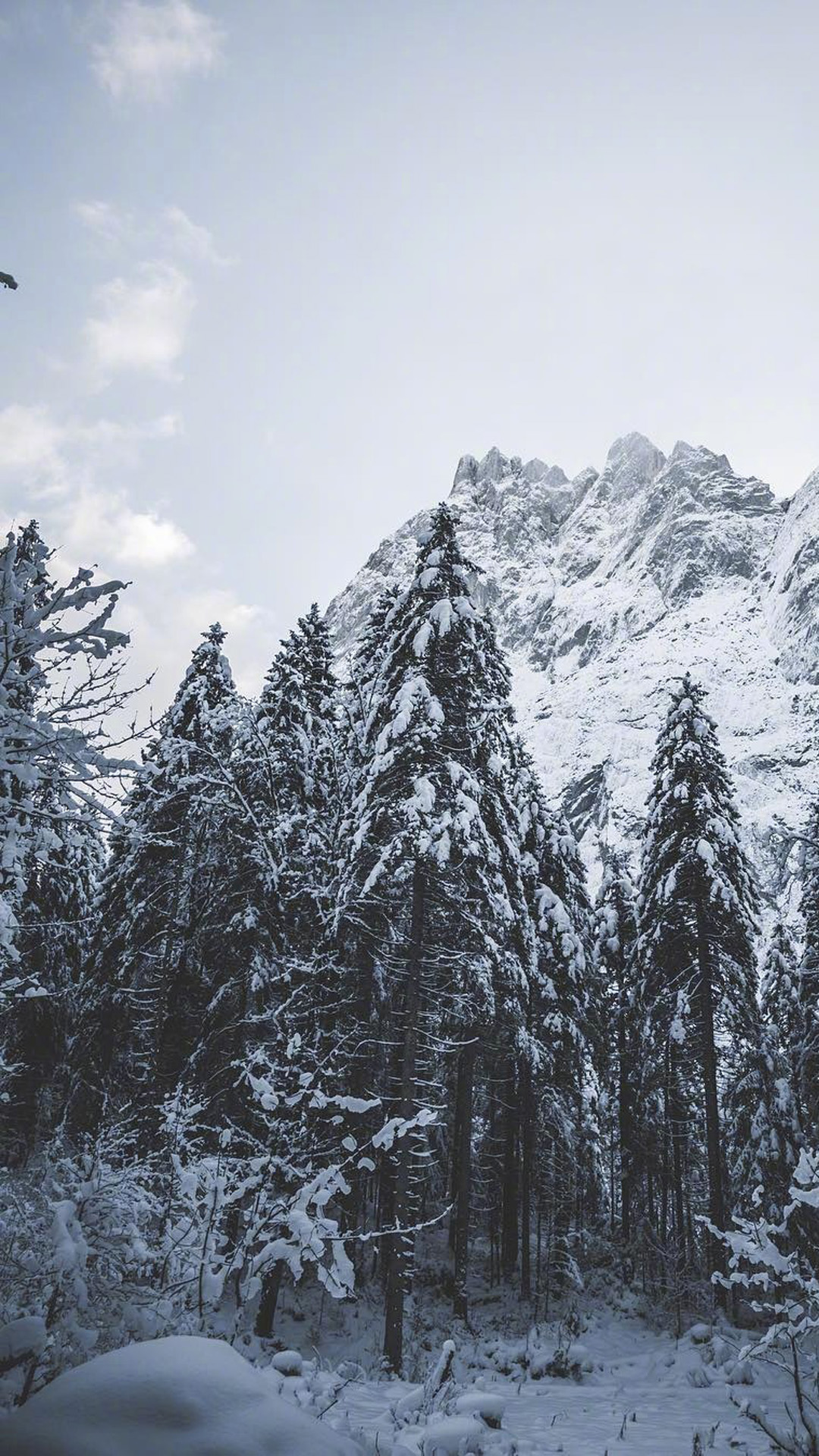 冬日深山雪景唯美高清桌面壁纸