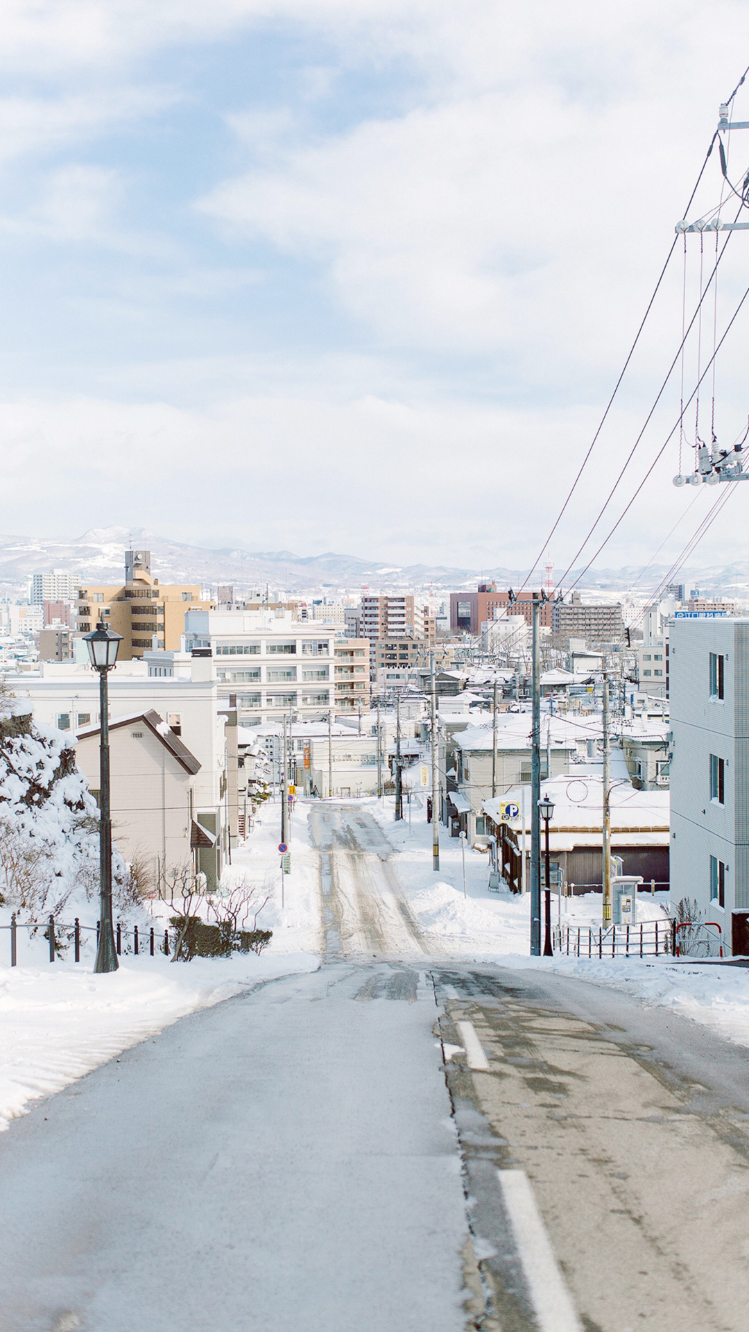 日本北海道雪景唯美高清手机壁纸图片