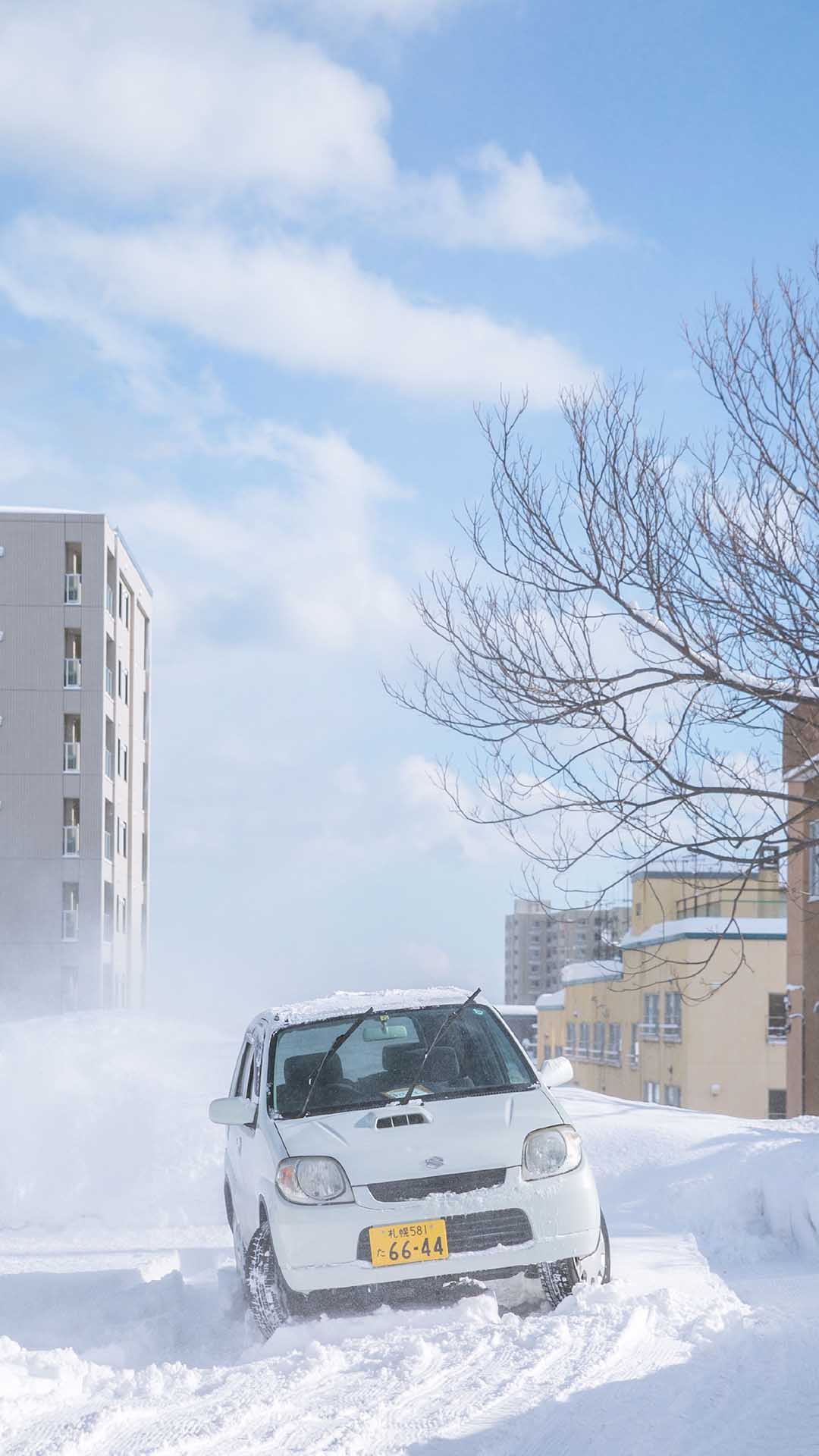 日本小清新雪景手机壁纸高清图片